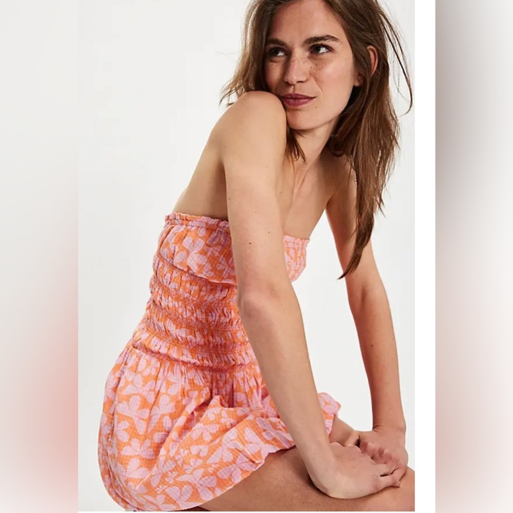 NWT Free People Annalise Mini Dress - Shell Coral Combo